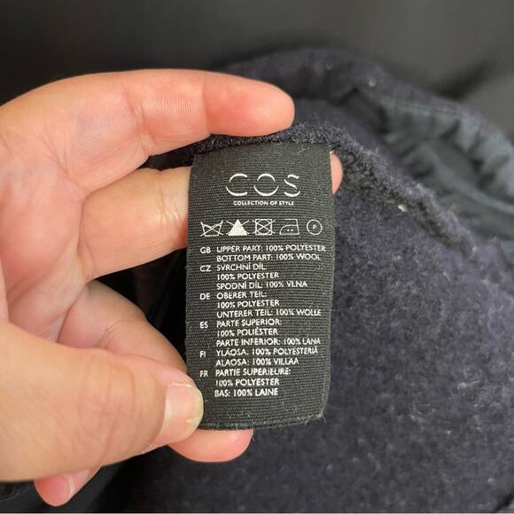 COS Navy and Black Wool Blend Long Sleeve Dress - Picture 7 of 7